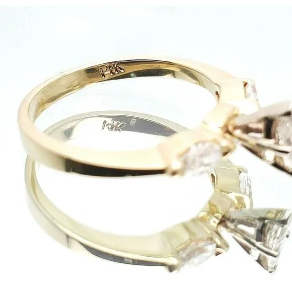 WOMEN'S 14K YELLOW GOLD & MARQUISE DIAMOND ENGAGEMNT RING